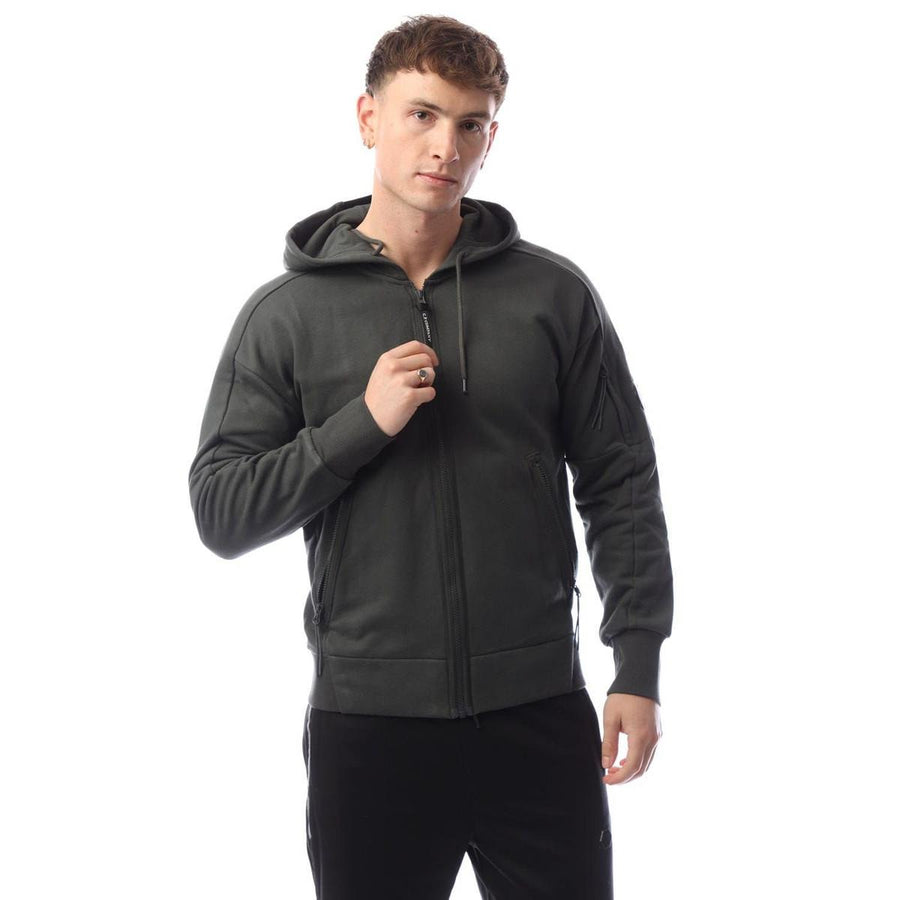 Diagonal Raised Fleece Lens Full-Zip Hoodie