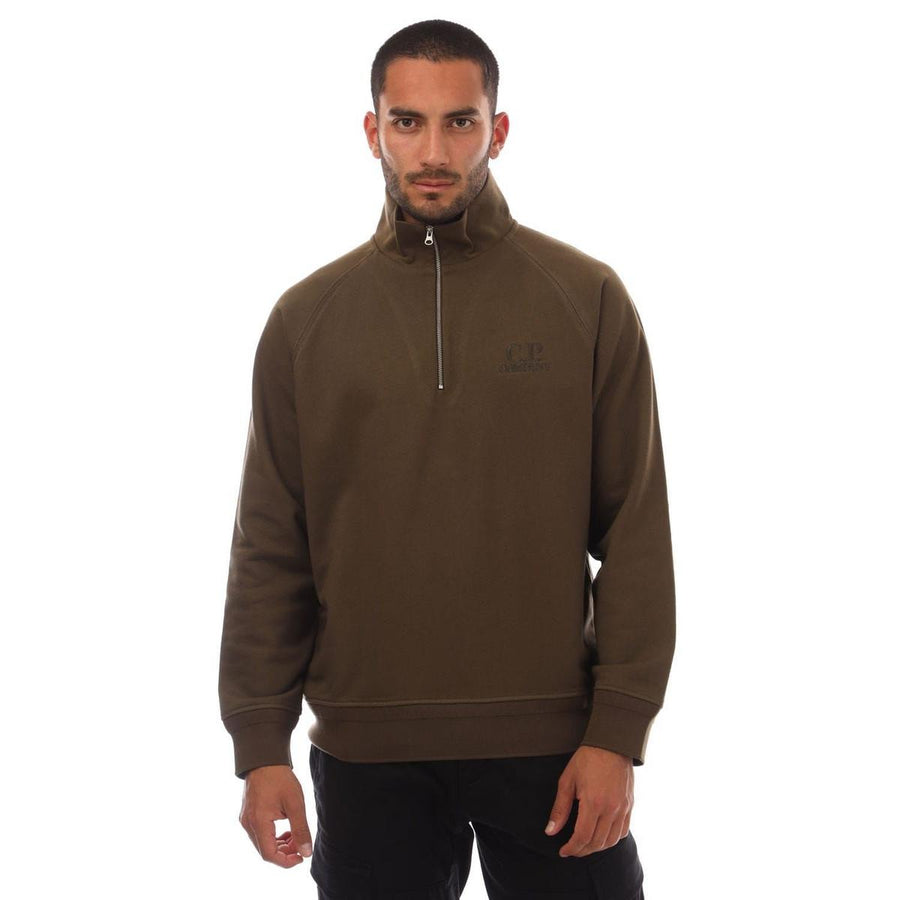 Diagonal Raised Fleece Half-Zip Logo Sweatshirt