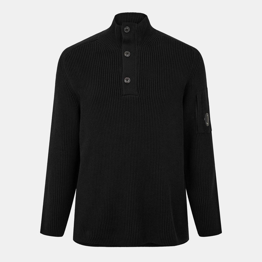 Men's Quarter Button Knitted Turtle Neck Jumper