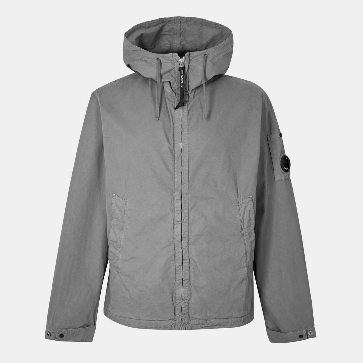 Men's Garment Dyed Cotton Hooded Full Zip Long Sleeve Overshirt