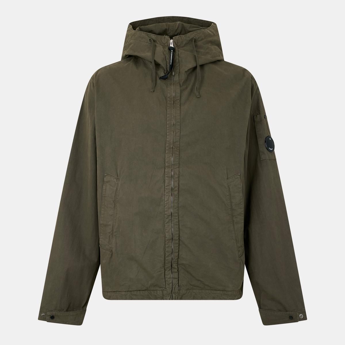 Men's Garment Dyed Cotton Hooded Full Zip Long Sleeve Overshirt